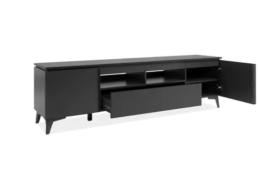 TV-Lowboard - B ca. 177 cm, Schiefer Nachbildung, Anthrazit