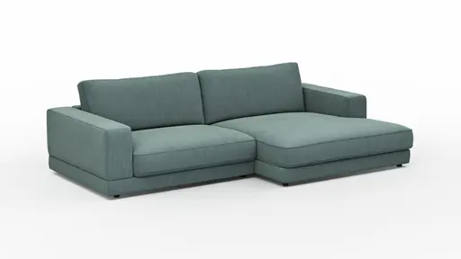 Ecksofa Juni - 1,5-Sitzer mit Longchair rechts, Stoff, Petrol