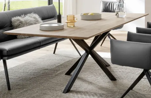 Esstisch Due Viso - LB ca. 220x100 cm, Wildeiche massiv, geölt