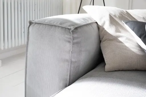 Ecksofa Aki - Longchair links, 1,5-Sitzer, Stoff, Hellgrau