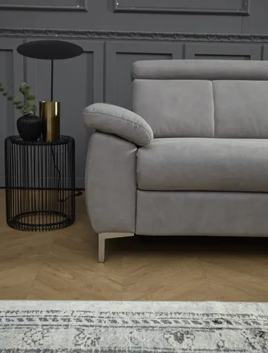 Ecksofa Cornella - 2-Sitzer mit Ecke rechts, Stoff, Hellgrau