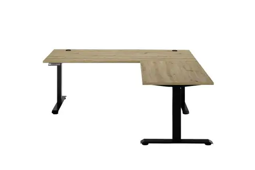 Eckschreibtisch - höhenverstellbar, LB ca. 185x77 cm, Artisan Eiche Nachbildung, Schwarz