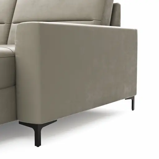 Wohnlandschaft Merlos H - Ecke links mit 2,5-Sitzer und Longchair rechts inkl. Relaxfunktion (motorisch), Leder, Kreide