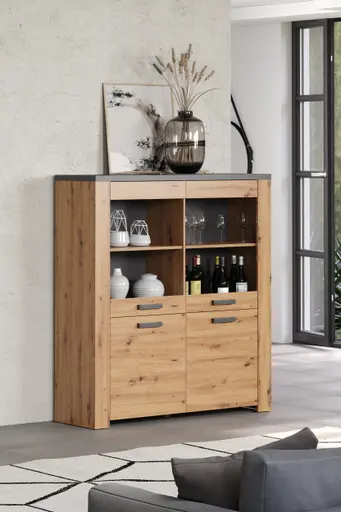 Highboard - Eiche Dekor, Graphit
