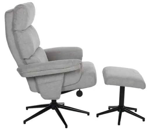 Relaxsessel mit Hocker - drehbar, Relaxfunktion, Webstoff, Steingrau