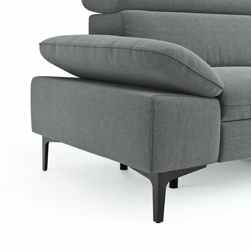 Ecksofa Felipa - 2,5-Sitzer mit Ecke rechts inkl. Armlehne verstellbar und Rückenlehne/Sitztiefe verstellbar (motorisch), Stoff, Grau