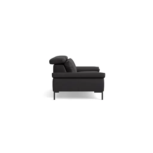 Sofa Braska - 3-Sitzer, inkl. Kopfstütze verstellbar, Leder, Anthrazit