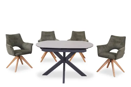 Esstisch MEGGIE - ausziehbar, LB ca. 130x100 cm, Glaskeramik, Grau