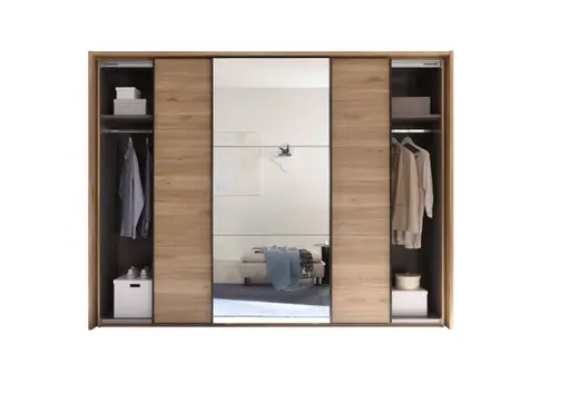 Schwebetürenschrank- B ca. 280 cm, Eiche Dekor