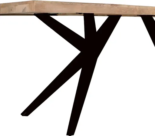 Esstisch - LB ca. 180x90 cm, Mango massiv, Baumkante, Schwarz