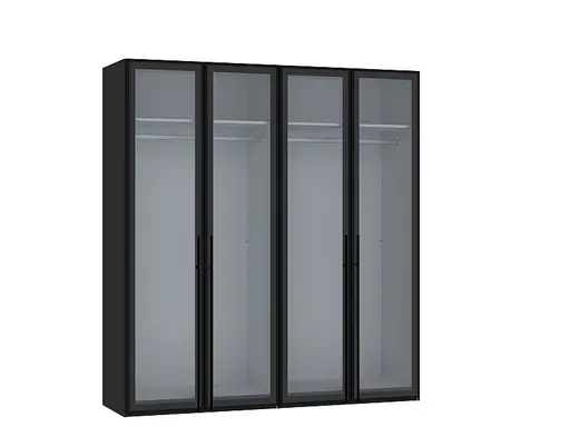 Drehtürenschrank JOIN IT- B ca. 202 cm., Schwarz, Glas, Grau