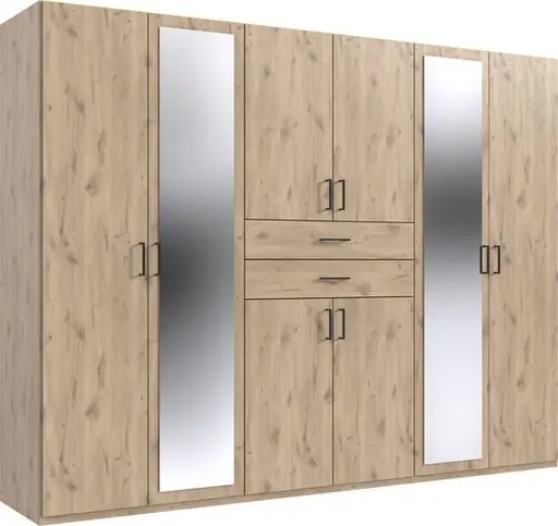 Drehtürenschrank- Eiche Dekor, Spiegel