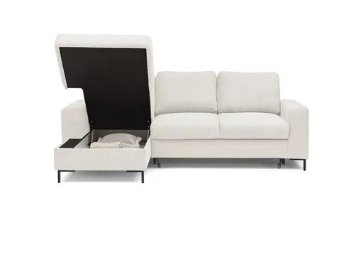 Ecksofa - Longchair links mit 2-Sitzer, Stoff, Creme
