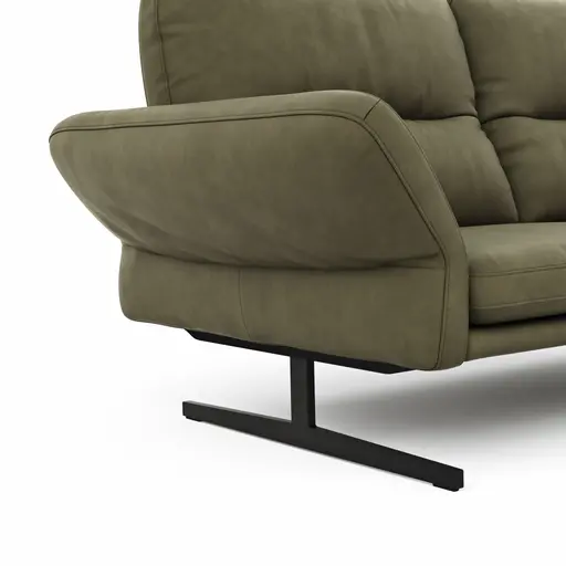 Sofa Alexander - 3-Sitzer inkl. Kopfstütze/Armlehne verstellbar, Leder, Olive