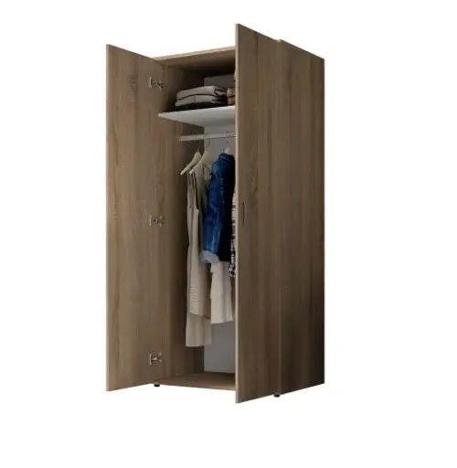 Drehtürenschrank- B ca. 80 cm, Eiche Dekor