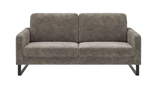 Sofa Enna - 3-Sitzer, Armlehne A, Stoff, Graubraun, Kufe, Schwarz