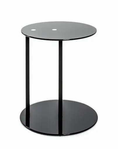 Beistelltisch- LB ca. 50x50 cm, Metall, Glas, Schwarz, Lackiert