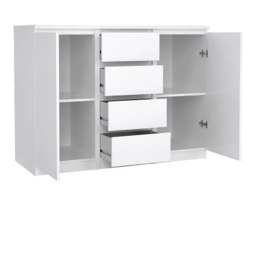 Kommode - B ca. 121 cm, Weiß Hochglanz