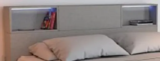 Boxspringbett - Liegefläche ca. 180x200 cm, inkl. Beleuchtung, Ablage u. USB-Anschluss, Stoff, Hellgrau