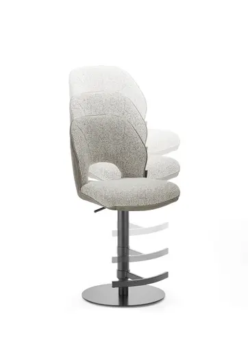 Barhocker MAILE - drehbar, höhenverstellbar, Stoff, Braun