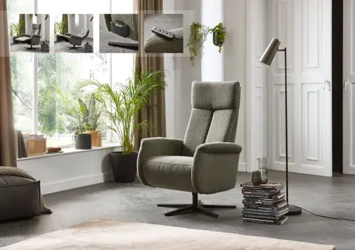 TV-Sessel - Größe M, inkl. Relaxfunktion, Stoff, Olive
