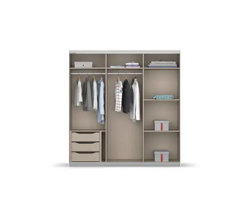 Schwebetürenschrank- B. ca. 203 cm, Graumetallic, Glas, Schwarz