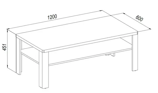 Couchtisch - LB ca. 120x60 cm, Eiche Nachbildung, Eiche dunkel Nachbildung