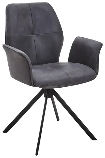 Armlehnstuhl Dinner - drehbar, Stoff, Dunkelgrau