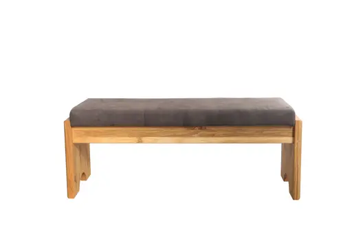 Polsterbank - mit Truhe, Breite ca. 130 cm, Stoff, dunkelbraun, Eiche massiv