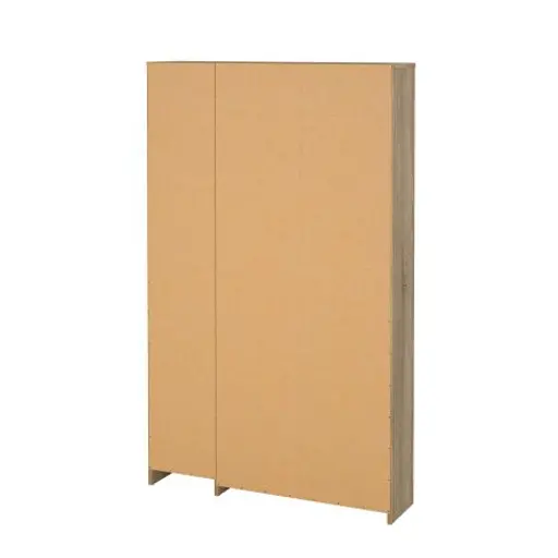 Schuhschrank - B ca. 99 cm, Eiche Struktur Nachbildung, Weiß Hochglanz