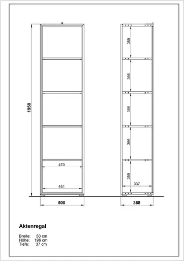 Aktenregal GWEN - B ca. 50 cm, Eiche Nachbildung