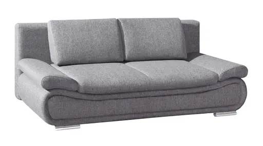 Querschläfer - Schlaffunktion mit Bettkasten, Armlehne verstellbar, Stoff, Grau