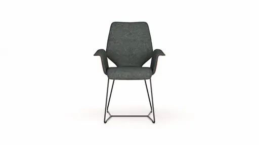 Armlehnstuhl Penthouse - Stoff, Steingrau, Leder, Cognac, Kufen, Anthrazit