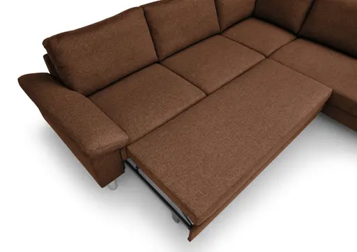 Ecksofa COOL - 2,5-Sitzer mit Ecke rechts, Querschläfer, Stoff, Rost