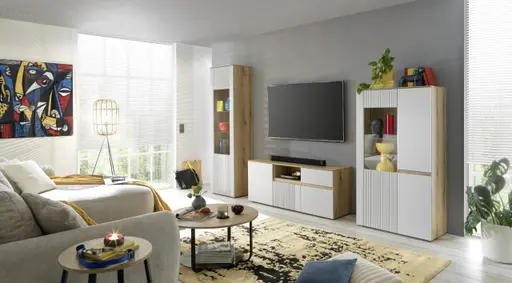 TV-Board- Eiche Dekor, Hellgrau