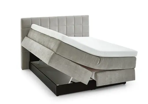 Boxspringbett - Liegefläche ca. 180x200 cm, Stoff, Grau