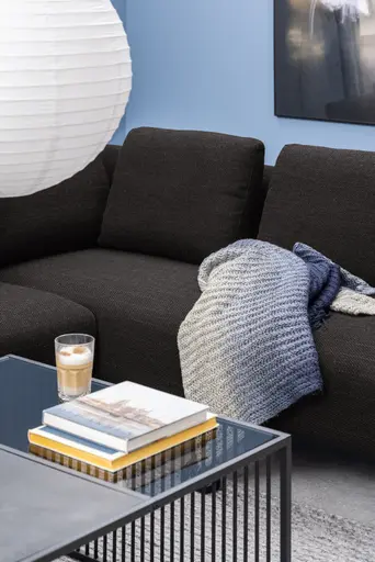 Couchtisch - LB ca. 80x80 cm, Marmoroptik, Schwarz