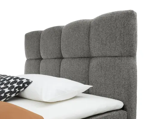 Boxspringbett SANDRIN R- Liegefläche ca. 140x200 cm, Stoff, Grau, inkl. Stauraum und Fußteil