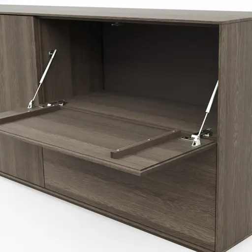 Sideboard Saratoga - mit Klapptüren, Buche massiv, silbergrau geölt