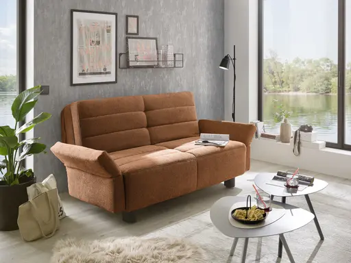  Faltsofa Easy - 2-Sitzer, ca. 140 cm inkl. Schlaffunktion/Topper/Armteil verstellbar, Stoff, Rot