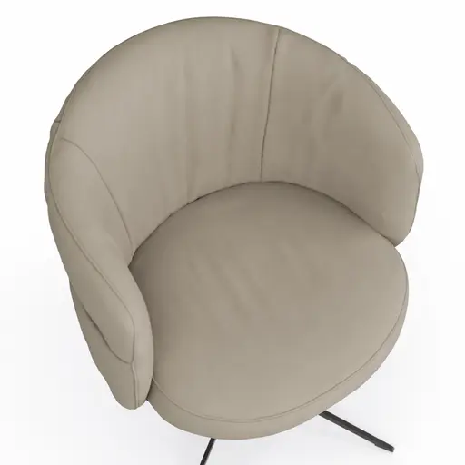 Armlehnstuhl Milana - drehbar, Leder, Offwhite