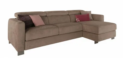 Ecksofa Lumaria Pro - 2,5-Sitzer mit Longchair rechts inkl. Schlaffunktion, Stoff, Hellgrau