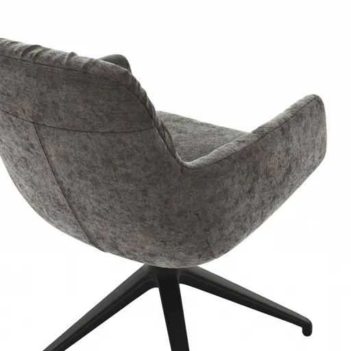 Armlehnstuhl Pelle - Stoff, Graubraun, Drehgestell, Schwarzgrau