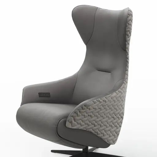 Relaxsessel Follina - Relaxfunktion (motorisch), Leder, Stoff, Grau