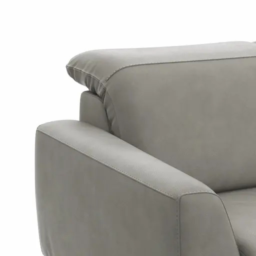 Sofa Tulsa KV - 2,5-Sitzer, inkl. Kopfteilverstellung, Leder, Graubeige