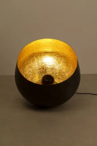 Bodenleuchte- DH ca. 50x50 cm, Stahl vernickelt, Schwarz, Gold