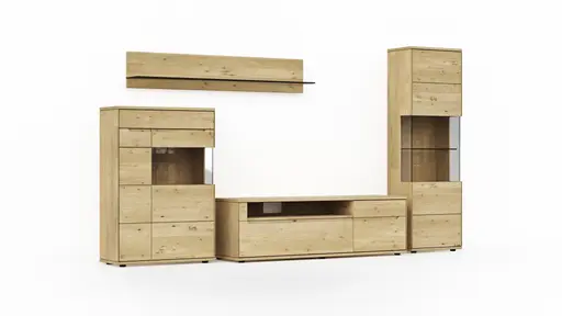 Wohnwand Amora - Wildeiche massiv bianco