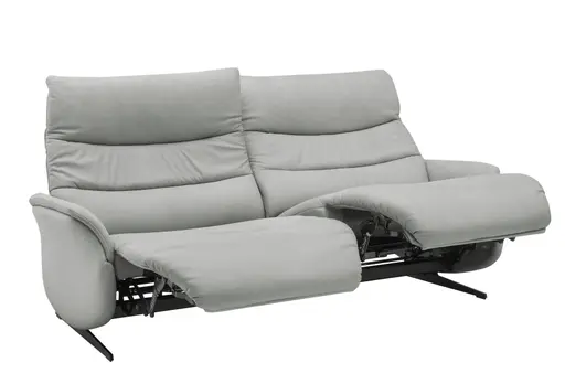 Sofa EM Lun - 3-Sitzer, Wall-Free Funktion, Kopfteilverstellung, Leder, grau
