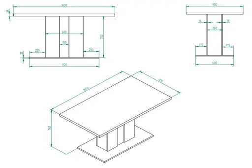 Esstisch - LB ca. 160x90 cm, Eiche Evoke Nachbildung, Salbeigrün