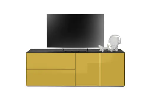 Lowboard - B ca. 181 cm, Goldgelb, Keramikoptik